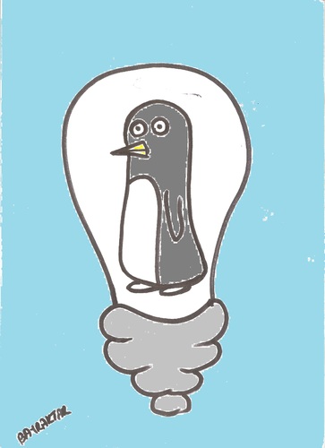 Cartoon: bulb penguin documentary (medium) by Seydi Ahmet BAYRAKTAR tagged bulb,penguin,documentary