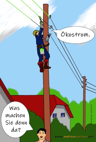 Cartoon: Ökostrom (medium) by andreascartoon tagged strom,energie,ökologie,öko
