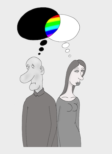 Cartoon: black and white (medium) by Tarasenko  Valeri tagged gender,male,woman,thoughts