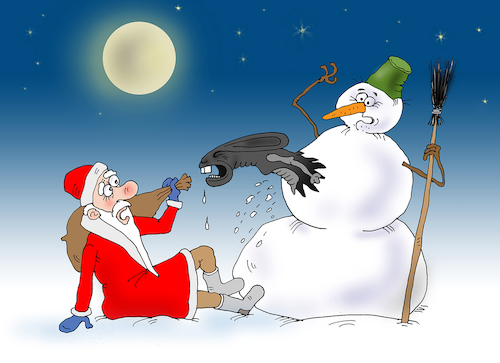 Cartoon: hare year (medium) by Tarasenko  Valeri tagged snowman,alien,santa