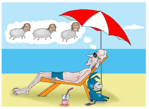 Cartoon: Quiet Harbor (medium) by Tarasenko  Valeri tagged biden,dream,beach,haris,camela