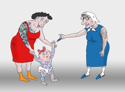 Cartoon: tattoo (medium) by Tarasenko  Valeri tagged tattoo,generation,family