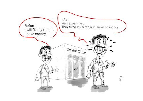 Cartoon: Dental Clinic (medium) by sally cartoonist tagged doctors,clinic,money,crisis,salaries,insurance,poverty,doctors,clinic,money,crisis,salaries,insurance,poverty