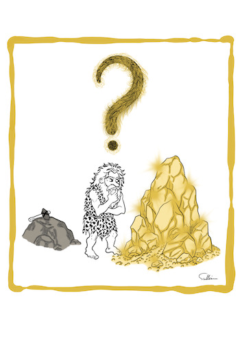 Cartoon: Gold (medium) by sally cartoonist tagged discoveries,metal,gold,prehistoric,nature,atoms,forest,environment,evolution,plants,stone,discoveries,metal,gold,prehistoric,nature,atoms,forest,environment,evolution,plants,stone