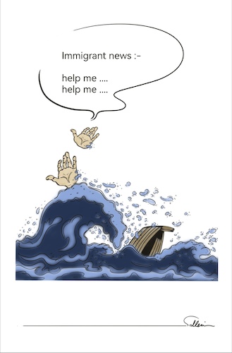 Cartoon: Immigrant news (medium) by sally cartoonist tagged immigrant,news