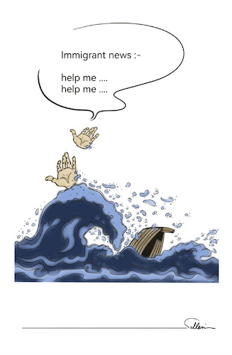 Cartoon: Immigrant news (medium) by sally cartoonist tagged immigrant,news