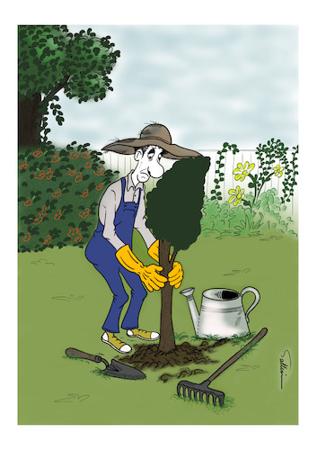 Cartoon: The gardener (medium) by sally cartoonist tagged gardener,plants,weather,nature,environment,magazines,newspapers,books,cartoons,caricature,gardener,plants,weather,nature,environment,magazines,newspapers,books,cartoons,caricature