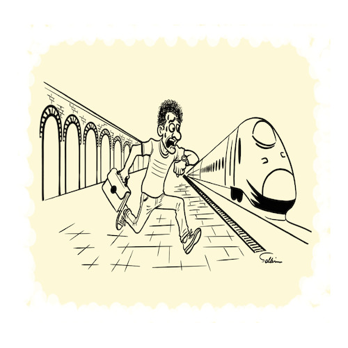 Cartoon: Delay (medium) by sally cartoonist tagged delay,lifestyle,traditions,society,educationfamily,youth,cartoon,caricature,book,newspaper,magazine,delay,lifestyle,traditions,society,educationfamily,youth,cartoon,caricature,book,newspaper,magazine