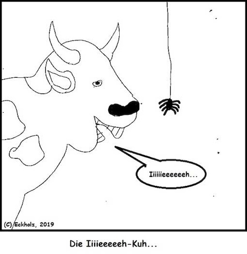 Cartoon: Die Iiiieeeeh-Kuh... (medium) by Stümper tagged wortspiel,kuh,spinne,ekel