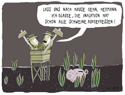 Cartoon: Männer auf Sparschweinjagd (medium) by ALIS BRINK tagged jagd,inflation,sparschwein