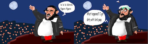 Cartoon: figaro tribute (medium) by sal tagged figaro,opera,pavrotti