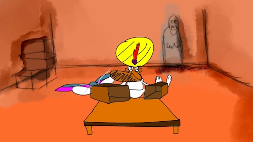 Cartoon: the red flame wizard8 (medium) by sal tagged cartoon
