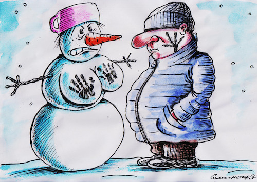 Cartoon: man (medium) by Siminoga Vadim tagged winter,snow,maiden,chest,men