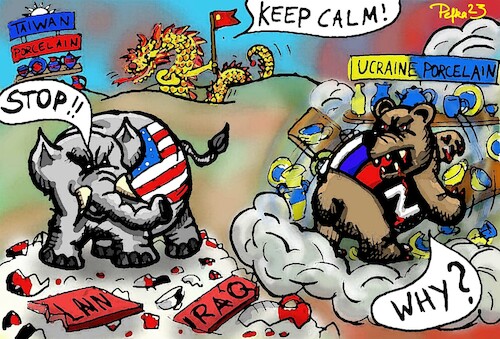 Cartoon: porcelainshops (medium) by pefka tagged iraq,irak,ukraine,ucraine
