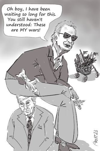 Cartoon: Bidens Wars (medium) by Arni tagged joe,biden,putin,vladimir,donald,trump,israel,ukraine,east,netanjahu,peace,hamas,iran,wars,russia,china,nato,usa,world,war