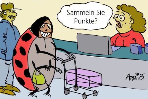 Cartoon: Punktewahn (medium) by Arni tagged marienkäfer,punkte,kasse