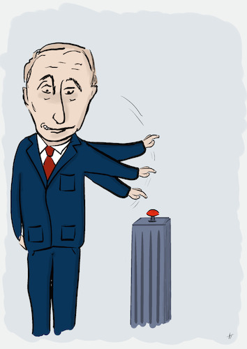 Cartoon: Der Angstmacher (medium) by Gabi Horvath tagged putin,atomdoktrin,krieg,westen,drohung,ukraine