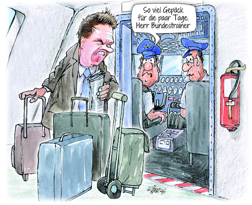 Cartoon: Abflug zur WM (medium) by Ritter-Cartoons tagged fußball,wm,pressekarikaturen,und,cartoons,von,berthold,ritter,facebook,seite,ritterkarikaturen,fußball,wm,pressekarikaturen,und,cartoons,von,berthold,ritter,facebook,seite,ritterkarikaturen