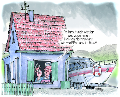 Cartoon: Angespannte Hochwasserlage (medium) by Ritter-Cartoons tagged angespannte,hochwasserlage