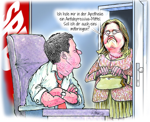 Cartoon: Antidepressivamittel (medium) by Ritter-Cartoons tagged spd,wahldebakel,bundes,presse,karikaturen,von,berthold,ritter,cartoons,spd,wahldebakel,bundes,presse,karikaturen,von,berthold,ritter,cartoons