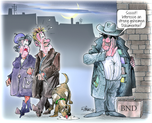 Cartoon: BND (medium) by Ritter-Cartoons tagged bnd,geheime,dokumente,pressekarikaturen,und,cartoons,von,berthold,ritter,bnd,geheime,dokumente,pressekarikaturen,und,cartoons,von,berthold,ritter