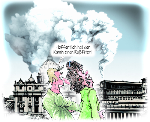 Cartoon: Endlich weißer Rauch (medium) by Ritter-Cartoons tagged umweltschutz,umweltschutz