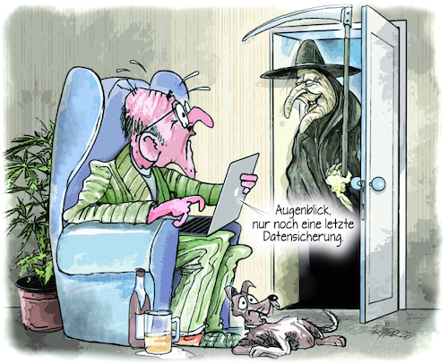 Cartoon: Letzte Datensicherung (medium) by Ritter-Cartoons tagged letzte,datensicherung,letzte,datensicherung