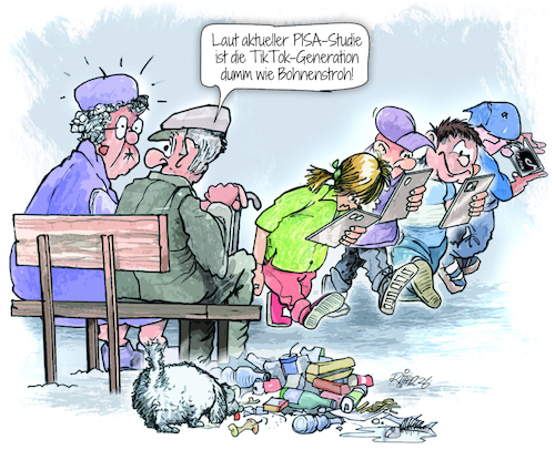 Cartoon: Pisa-Studie (medium) by Ritter-Cartoons tagged tiktok,generation,tiktok,generation