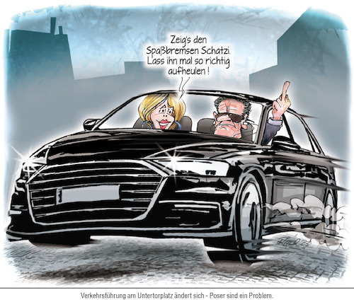 Cartoon: Poser in Innenstadten (medium) by Ritter-Cartoons tagged starke,schlitten