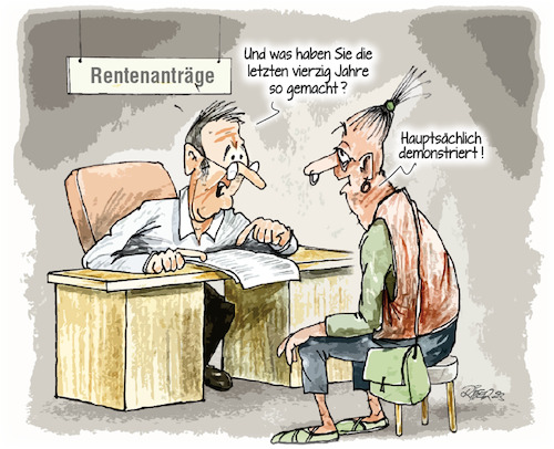 Cartoon: Rentenanträge (medium) by Ritter-Cartoons tagged hauptsächlich,demonstrant