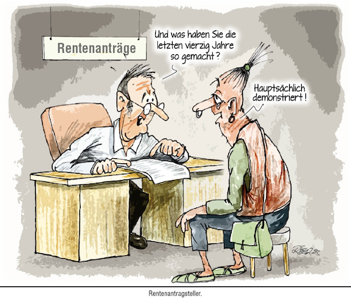 Cartoon: RentenAntragsteller (medium) by Ritter-Cartoons tagged volle,bezüge