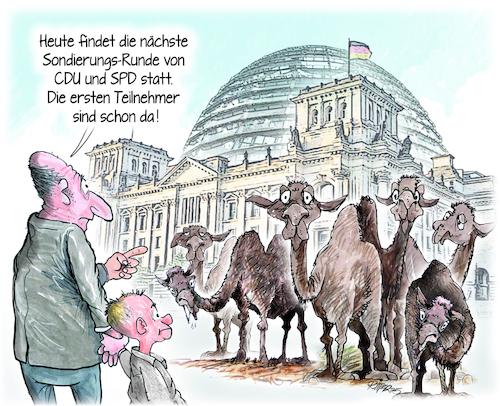 Cartoon: Sondierungsrunde Union SPD (medium) by Ritter-Cartoons tagged teilnehmer,der,sondierungsrunde,union,spd,teilnehmer,der,sondierungsrunde,union,spd