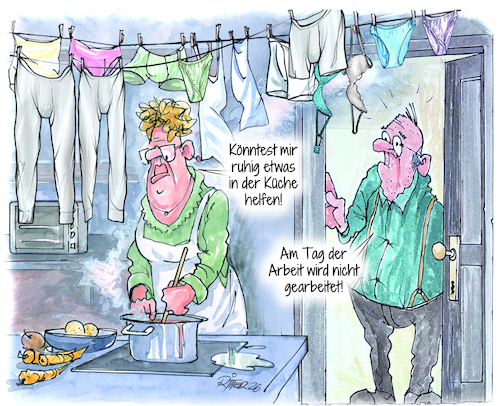 Cartoon: Tag der Arbeit (medium) by Ritter-Cartoons tagged maifeiertag,tag,der,arbeit,haushalt,küche,pressekarikaturen,und,cartoons,ritterkarikaturen,von,berthold,ritter,maifeiertag,tag,der,arbeit,haushalt,küche,pressekarikaturen,und,cartoons,ritterkarikaturen,von,berthold,ritter