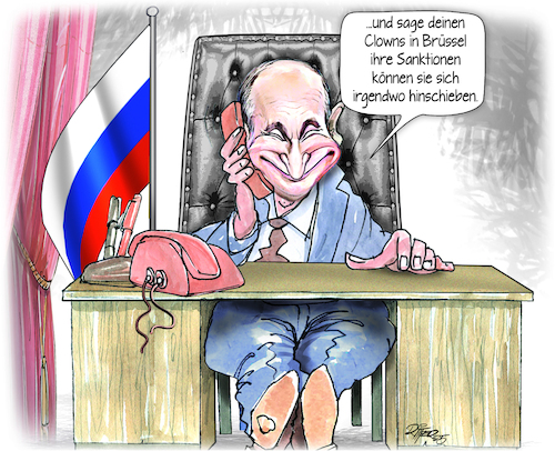 Cartoon: Telefonat (medium) by Ritter-Cartoons tagged telefonat,putin,trump,telefonat,putin,trump