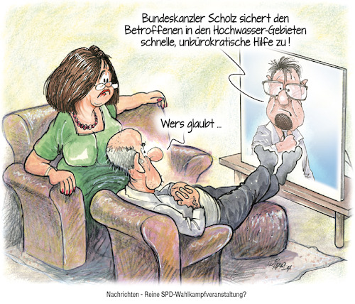 Cartoon: Unbürokratische Hilfe vom Bund (medium) by Ritter-Cartoons tagged hochwasser