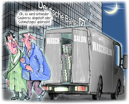Cartoon: Waschlalon Service (medium) by Ritter-Cartoons tagged deutsche,bank,im,verdacht,presse,karikaturen,von,berthold,ritter,cartoons,deutsche,bank,im,verdacht,presse,karikaturen,von,berthold,ritter,cartoons