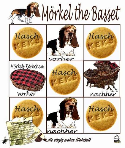 Cartoon: Mörkel the Basset (medium) by bong-zeitung tagged haschisch,bong,kiffer,merkel,basset,hund,bundeskanzlerin