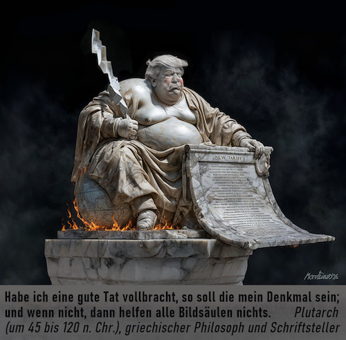 Cartoon: Blitzeschleuderer und Zollidiot (medium) by MorituruS tagged usa,us,präsident,donald,trump,überheblichkeit,medienhype,medienrummel,hysterie,truth,social,iran,krieg,verhandlungen,oligarchie,kleptokratie,korruption,rohstoffe,ölreserven,blockade,straße,von,hormus,wladimir,putin,russland,amerika,rüstung,konzerne,milliardengeschäft,ukraine,europa,nato,austritt,truppenabzug,nobelpreis,militär,ausgaben,demokratie,autokratie,diktatur,ice,migration,minneapolis,disruption,goldenes,zeitalter,board,of,peace,völkerrecht,bundeskanzler,friedrich,merz,verärgerung,cartoon,karikatur,moriturus