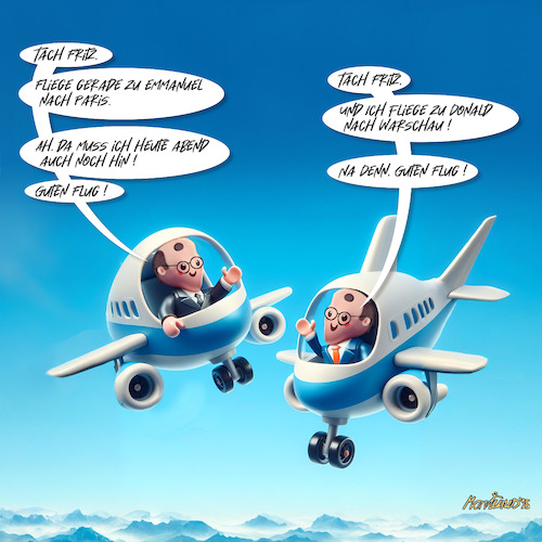Cartoon: Eintagsfliegerkanzler (medium) by MorituruS tagged bundeskanzler,friedrich,merz,cdu,paris,französischer,präsident,emmanuel,macron,deutsch,französische,freundschaft,freund,amtsantrittsbesuch,warschau,donald,tusk,eu,weimarer,dreieck,polnische,beziehungen,partner,neustart,wahldebakel,kanzlerwahl,im,zweiten,anlauf,abweichler,stimmen,parlament,cartoon,karikatur,moriturus