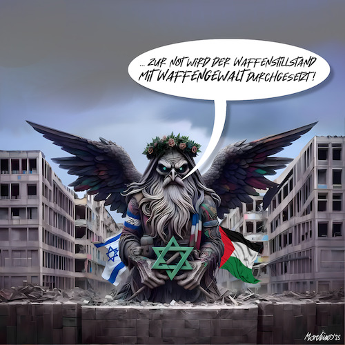 Cartoon: Friedenstäubling in Nahost (medium) by MorituruS tagged waffenstillstand,israel,palästina,frieden,friedentaube,friedenmission,katar,vermittlung,hamas,cartoon,karikatur,moriturus