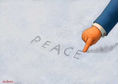 Cartoon: Written in snow (medium) by MorituruS tagged kriege,beendet,waffenstillstand,brüchig,hamas,israel,preisträgerin,maria,machado,us,präsident,donald,trump,washington,friedensnobelpreis,venezuela,handschellen,drogenbehörde,nicolas,maduro,verbündete,regierung,caracas,vizepräsidentin,interimspräsidentin,delcy,rodriguez,völkerrecht,schweröl,ölreserven,oppositionsführerin,nobelpreis,medaille,nobelkomitee,oslo,krieg,frieden,grönland,rohstoffe,seltene,erden,arktis,europa,königreich,dänemark,kauf,insel,erwerb,abkommen,sicherheit,gewährleistung,nato,militär,demokratie,autokratie,diktatur,cartoon,karikatur,moriturus