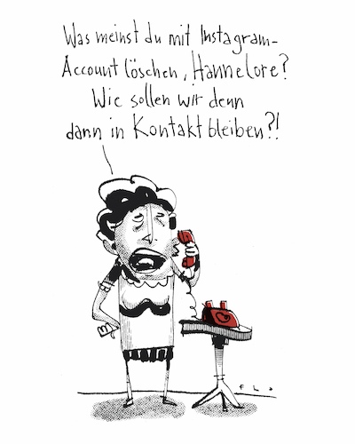 Cartoon: In Kontakt bleiben (medium) by F L O tagged instagram,kontakt,telefon,socialmedia,instagram,kontakt,telefon,socialmedia
