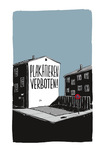 Cartoon: Plakatieren verboten! (medium) by F L O tagged plakatieren,verboten,beton,plakatieren,verboten,beton,werbung,hauswand