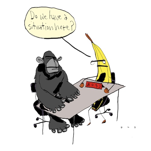 Cartoon: Situation (medium) by F L O tagged situation,banane,affe,banana,ape,monkey,situation,banane,affe,banana,ape,monkey