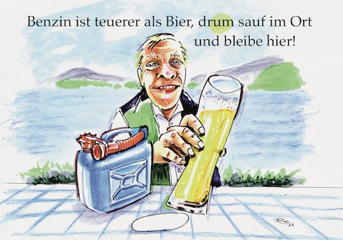 Cartoon: Benzin ist teuerer als Bier... (medium) by Rudissketchbook tagged benzin,öl,erdgas,energie,preise,krise,krieg