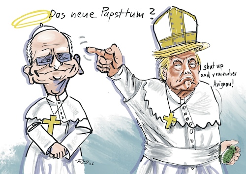 Cartoon: Das neue Papsttum ? (medium) by Rudissketchbook tagged donald,trump,papst,kritik,krieg,gewalt,usa,völkerrecht