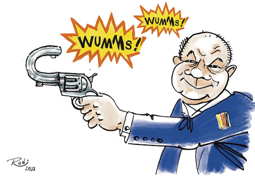 Cartoon: Doppelwumms (medium) by Rudissketchbook tagged olaf,scholz,wumms,doppelwummss