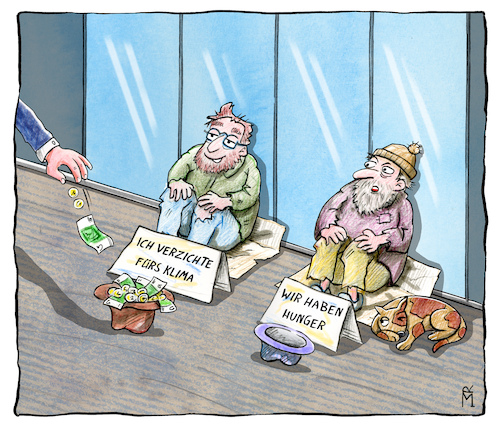 Cartoon: Betteln 2.0 (medium) by Rebecca-Meyer tagged karikatur,zwei,obdachlose,bettler,betteln,influencer,moderner,am,boden,obdachlosigkeit,armut,hund,hunger,geld,spenden,klimaverzicht,ich,verzichte,fürs,klima,wir,haben,voller,hut,leerer,kontrast,ironie,satire,doppelmoral,gesellschaftskritik,soziale,ungleichheit,moderne,gesellschaft,moral,moralische,selbstdarstellung,klimabewusstsein,klimadebatte,nachhaltigkeit,verzicht,konsumverzicht,medien,selbstinszenierung,aufmerksamkeit,trend,gesellschaftlicher,wandel,pointierte,politische,zeitkritik,karikatur,zwei,obdachlose,bettler,betteln,influencer,moderner,am,boden,obdachlosigkeit,armut,hund,hunger,geld,spenden,klimaverzicht,ich,verzichte,fürs,klima,wir,haben,voller,hut,leerer,kontrast,ironie,satire,doppelmoral,gesellschaftskritik,soziale,ungleichheit,moderne,gesellschaft,moral,moralische,selbstdarstellung,klimabewusstsein,klimadebatte,nachhaltigkeit,verzicht,konsumverzicht,medien,selbstinszenierung,aufmerksamkeit,trend,gesellschaftlicher,wandel,pointierte,politische,zeitkritik