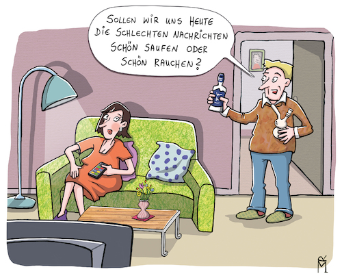 Cartoon: Good News (medium) by Rebecca-Meyer tagged schön,saufen,rauchen,nachrichten,rechtspopulismus,naturkatastrophen,terrorismus,daily,good,news,bad,klimakrise,schlechte,rebeccameyer,cartoon,gesellschaft,umgang,mit,krisen,schlechten,karikatur,schön,saufen,rauchen,nachrichten,rechtspopulismus,naturkatastrophen,terrorismus,daily,good,news,bad,klimakrise,schlechte,rebeccameyer,cartoon,gesellschaft,umgang,mit,krisen,schlechten,karikatur