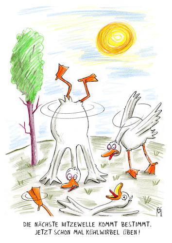 Cartoon: Hitzewelle (medium) by Rebecca-Meyer tagged cartoon,gänse,gans,hitzewelle,sommer,hitze,abkühlung,kühlstellung,kühlkreisel,humor,cartoonhumor,illustration,zeichnung,comic,lustig,satire,alltag,natur,tiercartoon,tierhumor,fächern,handstand,rotation,sonnenschein,rebeccameyer,cartoon,gänse,gans,hitzewelle,sommer,hitze,abkühlung,kühlstellung,kühlkreisel,humor,cartoonhumor,illustration,zeichnung,comic,lustig,satire,alltag,natur,tiercartoon,tierhumor,fächern,handstand,rotation,sonnenschein,rebeccameyer
